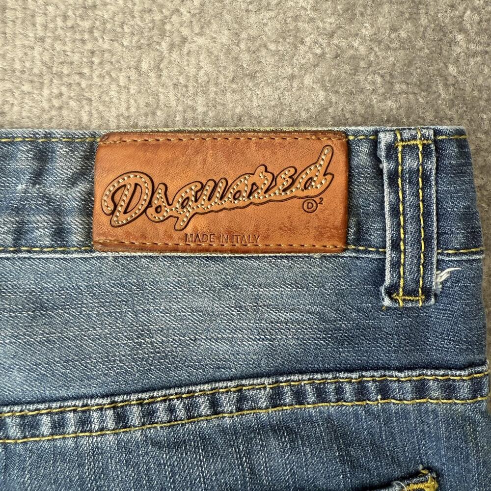 Dsquared2 Jeans Mens 29 Blue Straight Leg Distressed Denim Made Italy Designer - Picture 12 of 15
